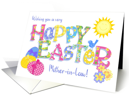 For Mother in Law Easter Eggs with Primroses and Floral Word Art card