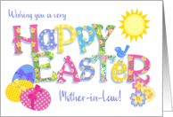 For Mother in Law Easter Eggs with Primroses and Floral Word Art card