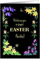 For Aunt Easter Wishes With Spring Flowers and Bees on Black card