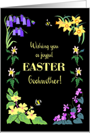 For Godmother Easter Wishes With Spring Flowers and Bees on Black card