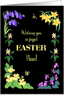 For Grandmother Easter Wishes With Spring Flowers and Bees on Black card