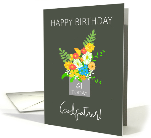 For Godfather Custom Age Birthday Bouquet of Colorful Flowers card