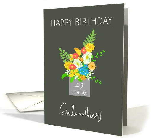 For Godmother Custom Age Birthday Bouquet of Colorful Flowers card