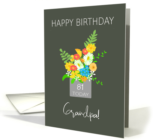 For Grandpa Custom Age Birthday Bouquet of Colorful Flowers card