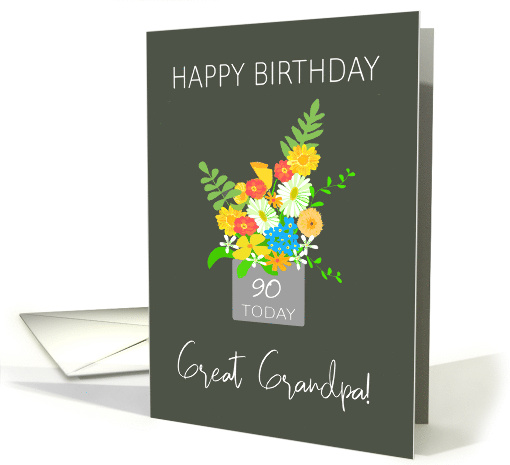 For Great Grandpa Custom Age Birthday Bouquet of Colorful Flowers card