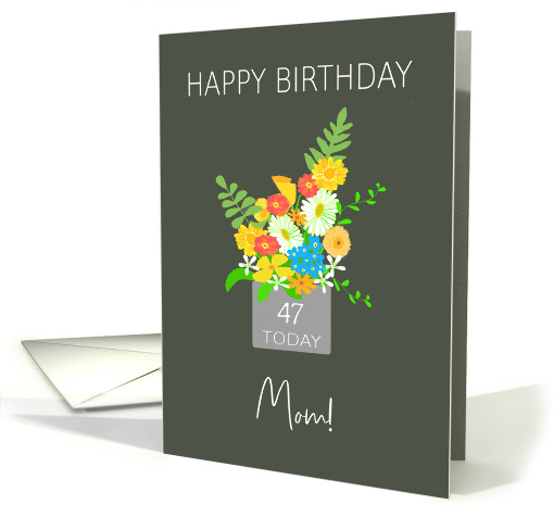 For Mother Custom Age Birthday Bouquet of Colorful Flowers card