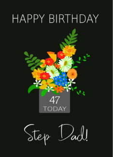 For Stepfather Custom Age Birthday Bouquet of Colorful Flowers