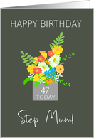 For Step Mum Custom Age Birthday Bouquet of Colorful Flowers card