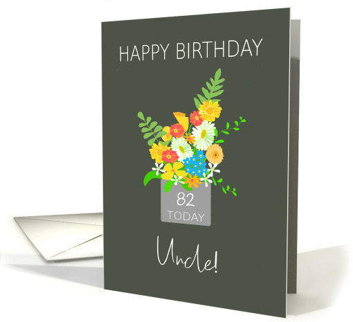 For Uncle Custom Age Birthday Bouquet of Colorful Flowers card
