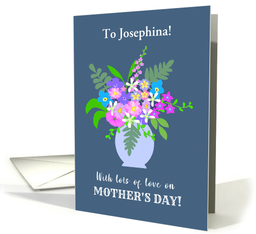 Custom Name Mother's Day With Vase of Pretty Pink Blue... (1833740)