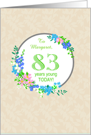 Custom Name 83rd Birthday Greeting With Pretty Floral Wreath card