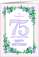 Custom Name 75th Birthday With Pretty Periwinkle Border card