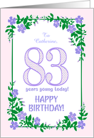 Custom Name 83rd Birthday With Pretty Periwinkle Border card