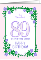 Custom Name 89th Birthday With Pretty Periwinkle Border card