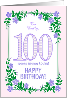 Custom Name 100th Birthday With Pretty Periwinkle Border card
