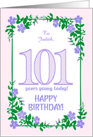 Custom Name 101st Birthday With Pretty Periwinkle Border card