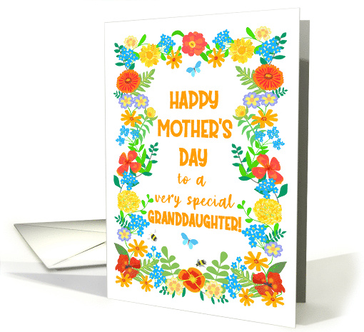 For Granddaughter on Mothers Day with Pretty Floral Border card