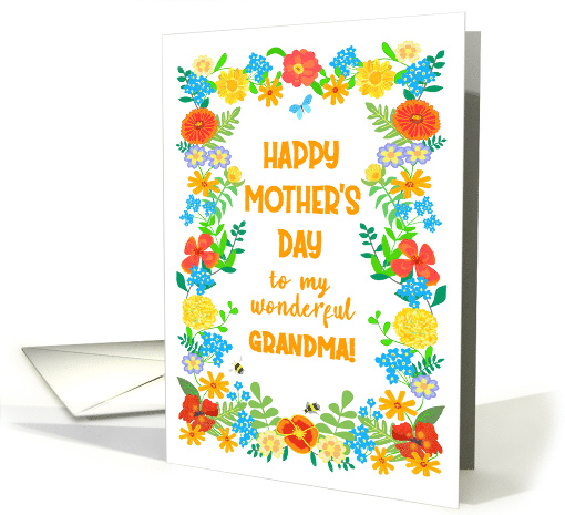 For Grandma on Mothers Day with Pretty Floral Border card (1836322)