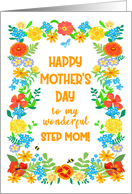 For Step Mom on Mothers Day with Pretty Floral Border card