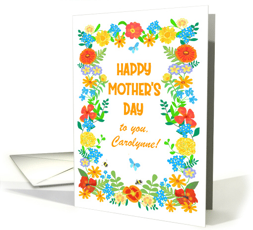 Custom Name Mothers Day Greeting with Pretty Floral Border card