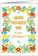 Custom Name Mothers Day Greeting with Pretty Floral Border card