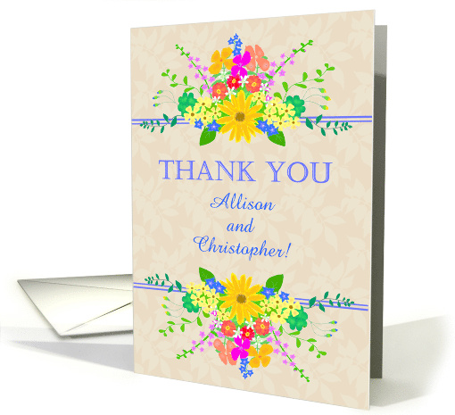 Custom Name Thank You With Pretty Cottage Garden Flowers card