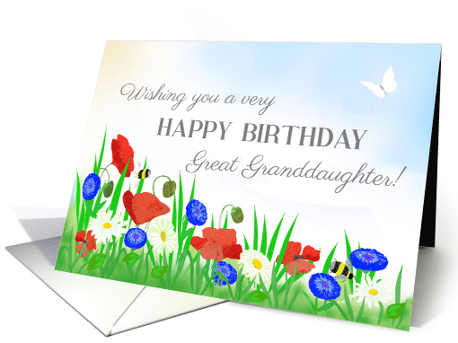 For Great Granddaughter's Birthday With Poppies Daisies... (1838740)