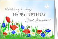 For Great Grandma’s Birthday With Poppies Daisies and Cornflowers card