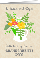 For Nana and Papa on Grandparents Day with a Jug of Summer Flowers card