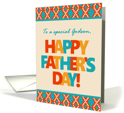 For Godson on Father's Day With Bright Lettering and Patterns card