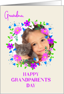 For Grandma on Grandparents Day With Pretty Floral Custom Photo Frame card