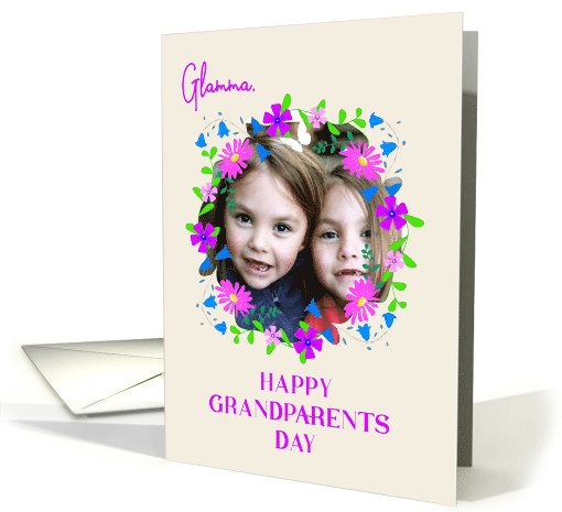 For Glamma on Grandparents Day With Floral Custom Photo Frame card