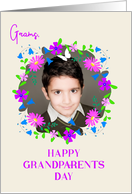 For Grams on Grandparents Day With Floral Custom Photo Frame card