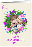 For Gran on Grandparents Day With Floral Custom Photo Frame card