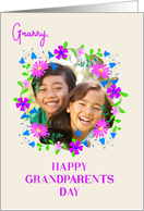 For Granny on Grandparents Day With Floral Custom Photo Frame card
