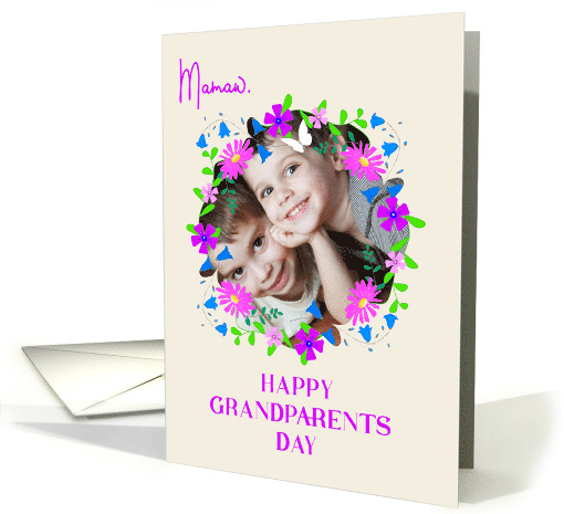 For Mamaw on Grandparents Day With Floral Custom Photo Frame card