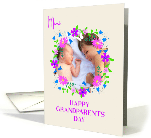 For Mimi on Grandparents Day With Floral Custom Photo Frame card