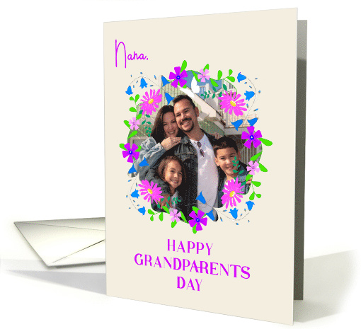 For Nana on Grandparents Day With Floral Custom Photo Frame card