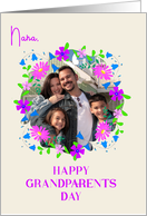 For Nana on Grandparents Day With Floral Custom Photo Frame card