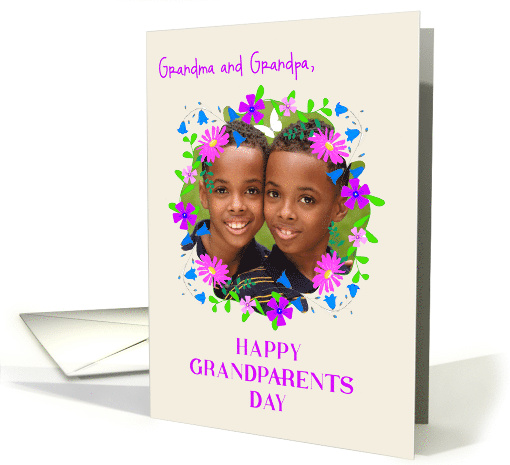 Custom Name Grandparents Day With Floral Custom Photo Frame card