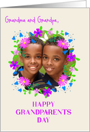 Custom Name Grandparents Day With Floral Custom Photo Frame card