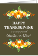 For Brother in Law Happy Thanksgiving Flowers in Bright Fall Colors card