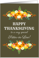 For Sister in Law Happy Thanksgiving Flowers in Bright Fall Colors card