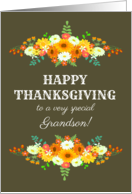 For Grandson Happy Thanksgiving Flowers in Bright Fall Colors card