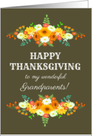 For Grandparents Happy Thanksgiving with Flowers in Bright Fall Colors card