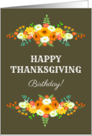 Happy Thanksgiving Birthday with Flowers Bright Fall Colors card