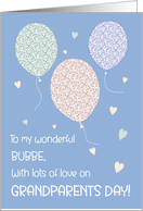 For Bubbe Pretty Grandparents Day Hearts and Balloons on Blue card