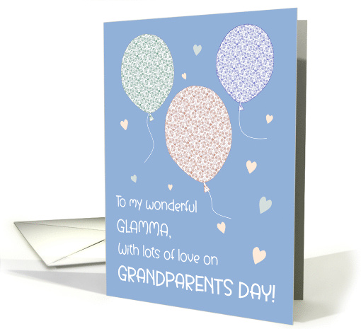 For Glamma Pretty Grandparents Day Hearts and Balloons on Blue card