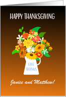 Custom Name Thanksgiving Wishes With Bouquet of Flowers card