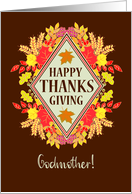 For Godmother Thanksgiving Wishes With Fall Berries and Leaves card
